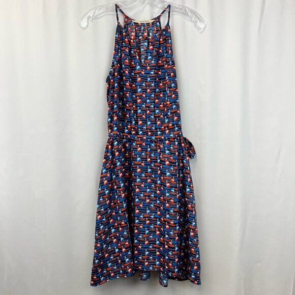 41 Hawthorn Womens Sundress Multicolor Stripe Sailboat Print Mini Halter Neck S - Picture 1 of 11